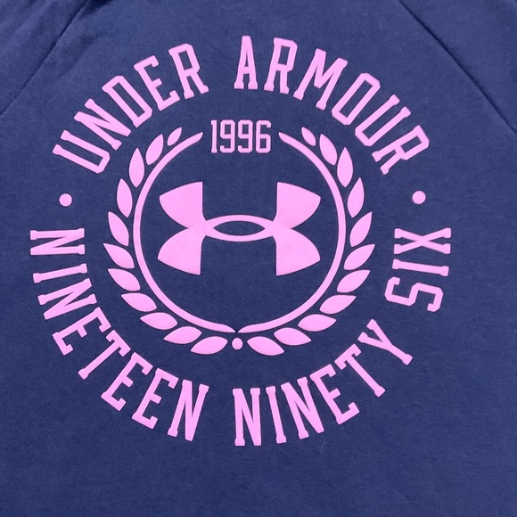 Under Armour  Rival Cb Fleece Top, Color Midnight Navy/Aurora Purple/Jellyfish - Picture 8 of 11